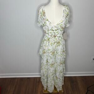Chelsea28 Floral Tiered Ruffle Maxi Dress Womens Size Medium